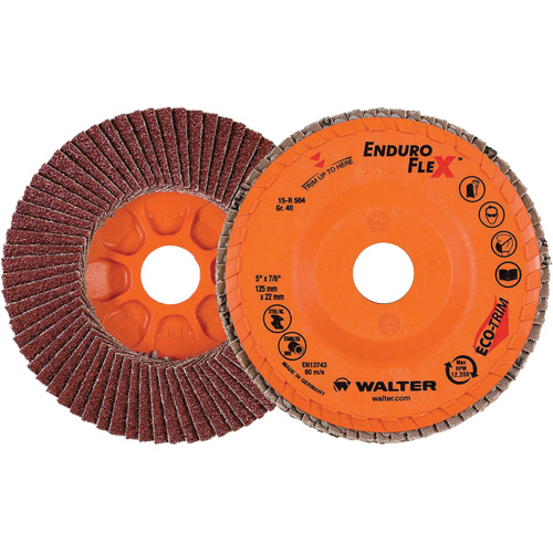 Enduro-Flex Flap Disc, 5" x 7/8", Type 27, 40 Grit, Zirconia Alumina Equipex
