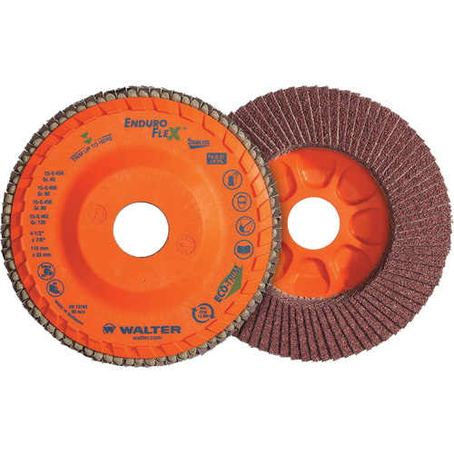 Disque &agrave; lamelles Stainless Enduro-Flex, 5" x 5", Type 27, Grain 80, Alumine de zirconium Equipex