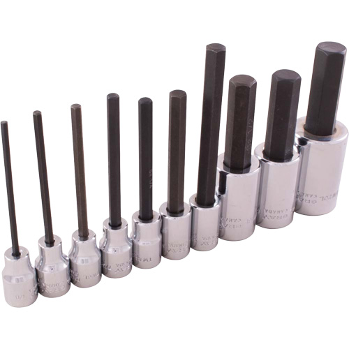 SAE Hex Head Socket Set, Hex, 1/2"/3/8" Drive, 10 Pcs Equipex