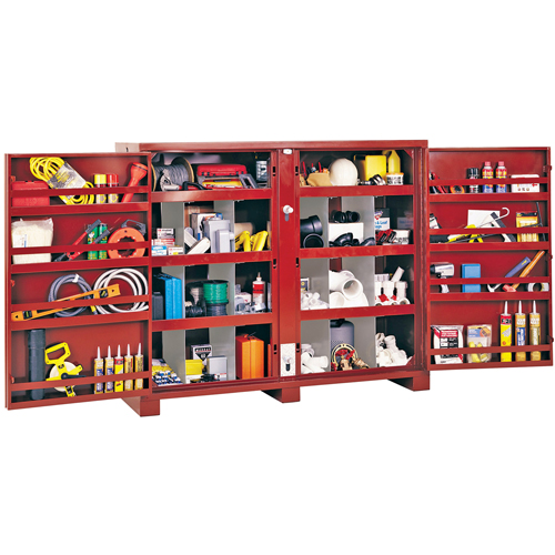 Jobsite Shelf Cabinet, Steel, 49 Cubic Feet, Red Equipex
