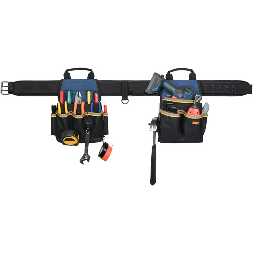 Combin&eacute;s de ceinture &agrave; outils &agrave; 20 pochettes, Polyester, Noir Equipex