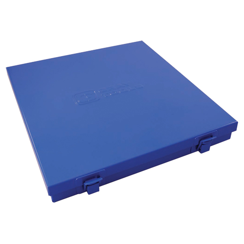 Boîte en m&eacute;tal mince, 10-1/2" P x 9-1/4" la x 1-1/4" h, Bleu Equipex