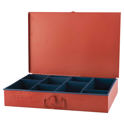 Compartment Box With 12 Adjustable Compartments, 12" D x 18" W x 3" H, Red Equipex