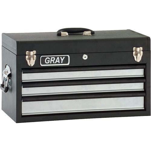 Tool Box - 3 Drawers, 10" D x 20-1/2" W x 12" H, Black Equipex