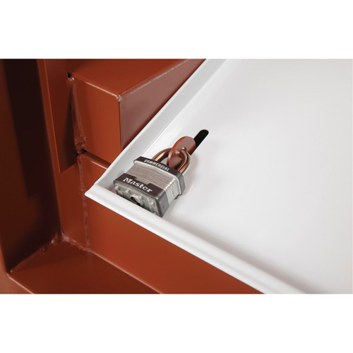 Coffre de chantier et surface de travail sur le terrain, 33" la x 63" p x 80" h, Acier, Rouge Equipex