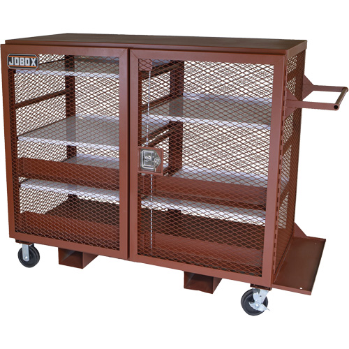 Mobile Mesh Cabinet, Steel, 49 Cubic Feet, Red Equipex