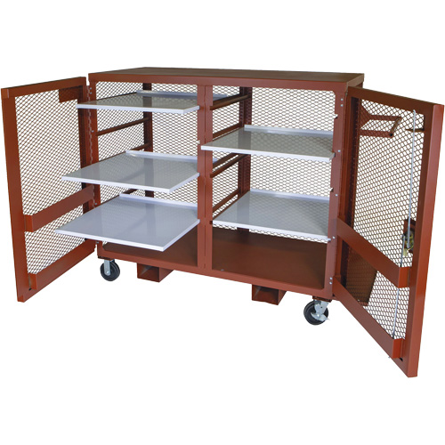 Mobile Mesh Cabinet, Steel, 49 Cubic Feet, Red Equipex