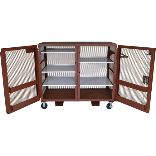 Mobile Mesh Cabinet, Steel, 49 Cubic Feet, Red Equipex