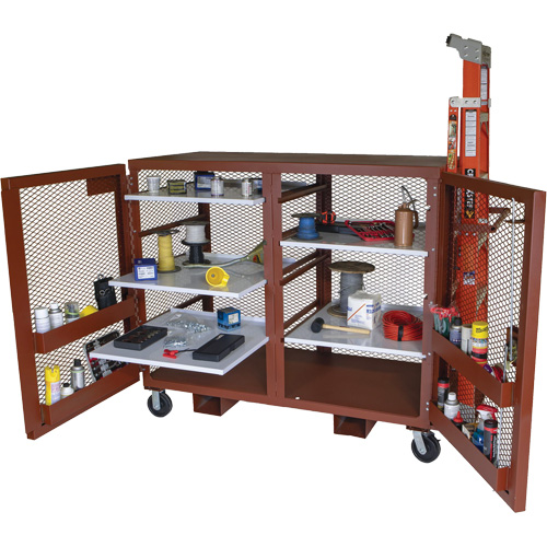 Mobile Mesh Cabinet, Steel, 49 Cubic Feet, Red Equipex