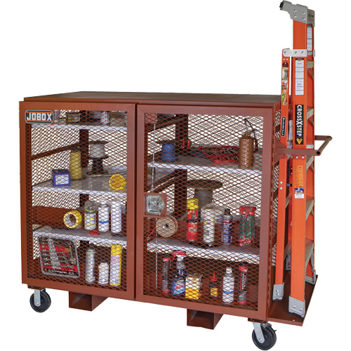 Mobile Mesh Cabinet, Steel, 49 Cubic Feet, Red Equipex