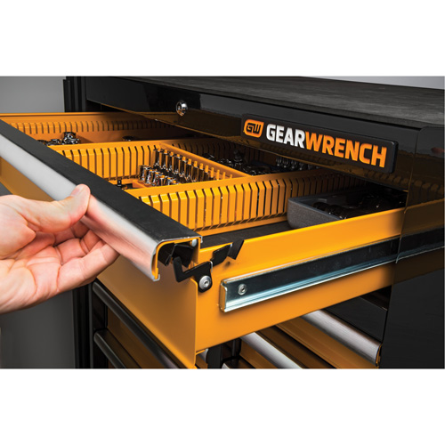 Chariot &agrave; outils &eacute;lectrique, 11 tiroirs, 42-1/2" la x 24-7/16" p x 41" h, Noir/Orange Equipex