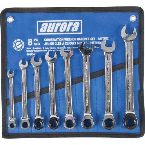 Fixed Head Wrench Set, Combination, 8 Pieces, Metric Equipex