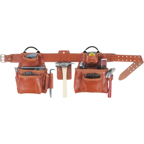 Ceinture &agrave; outils combin&eacute;e de luxe, Cuir, Havane Equipex