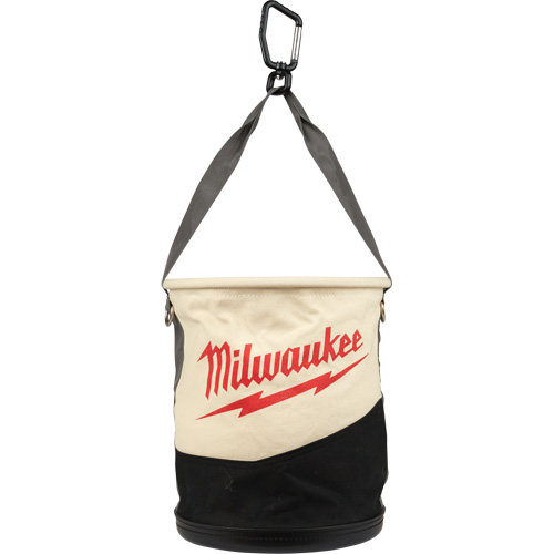Utility Bucket, 11-4/5" L x 11-4/5" W x 14-3/5" H, Canvas, Beige/Black Equipex