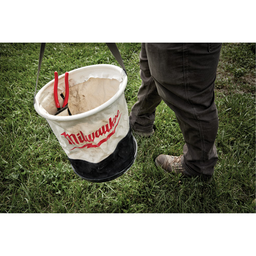 Utility Bucket, 11-4/5" L x 11-4/5" W x 14-3/5" H, Canvas, Beige/Black Equipex