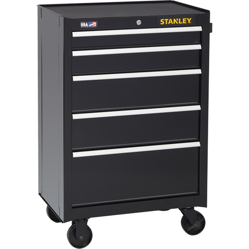 Armoire &agrave; outils roulante de s&eacute;rie 300, 5 tiroirs, 26-1/2" la x 18" p x 40-1/2" h, Noir Equipex