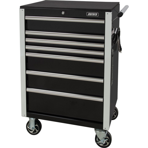 Heavy-Duty Tool Cart, 7 Drawers, 28" W x 22" D x 42-3/8" H, Black Equipex