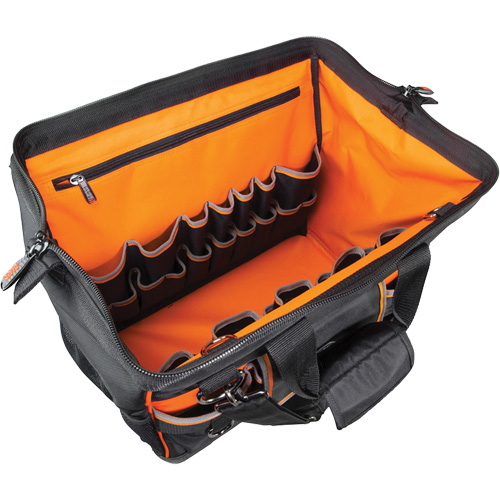 Tradesman Pro Wide-Open Tool Bag, Ballistic Nylon, 42 Pockets, Black Equipex