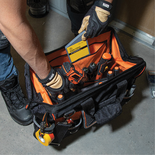 Tradesman Pro Wide-Open Tool Bag, Ballistic Nylon, 42 Pockets, Black Equipex