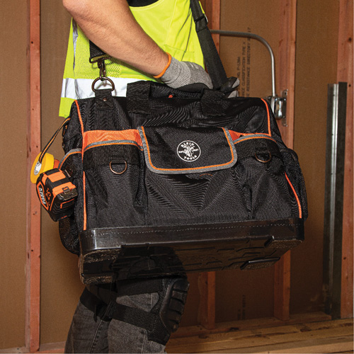 Tradesman Pro Wide-Open Tool Bag, Ballistic Nylon, 42 Pockets, Black Equipex