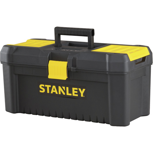 Essential&reg; Tool Box with Tray, 16" W x 8" D x 7-3/10" H, Black/Yellow Equipex