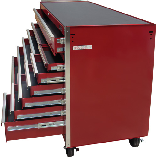 Chariot &agrave; outils industriel, 12 tiroirs, 56" la x 24-1/2" p x 38-1/8" h, Rouge Equipex