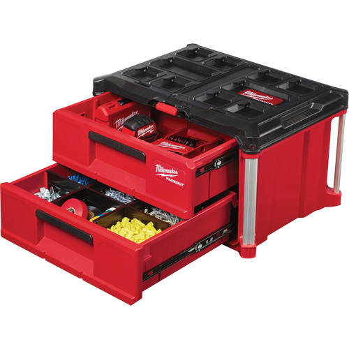 Packout 2-Drawer Tool Box, 16-1/3" x 14-1/3" x 22-1/5", Red Equipex