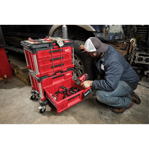 Packout 2-Drawer Tool Box, 16-1/3" x 14-1/3" x 22-1/5", Red Equipex