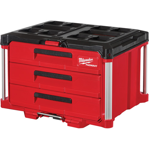 Packout 3-Drawer Tool Box, 16-1/3" x 14-1/3" x 22-1/5", Black/Red Equipex