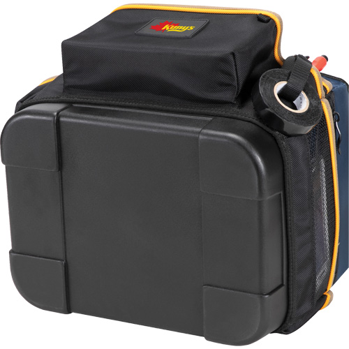Molded Base Electrical/HVAC Tool Carrier, Ballistic Polyester, 20 Pockets, Black/Blue Equipex