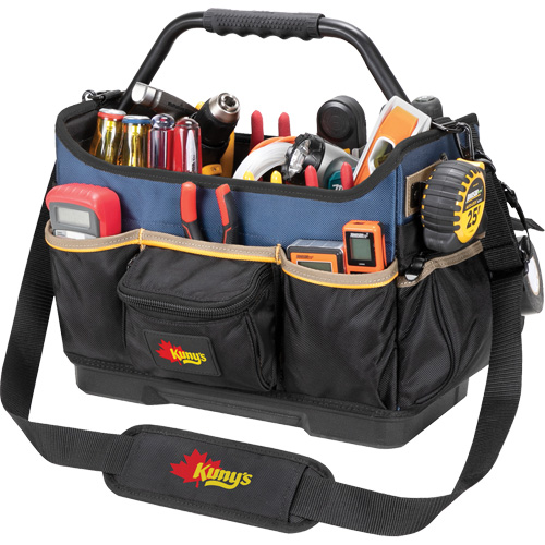 Boîte &agrave; outils ouverte &agrave; base moul&eacute;e, Polyester balistique, 17 pochettes, Noir/Bleu Equipex