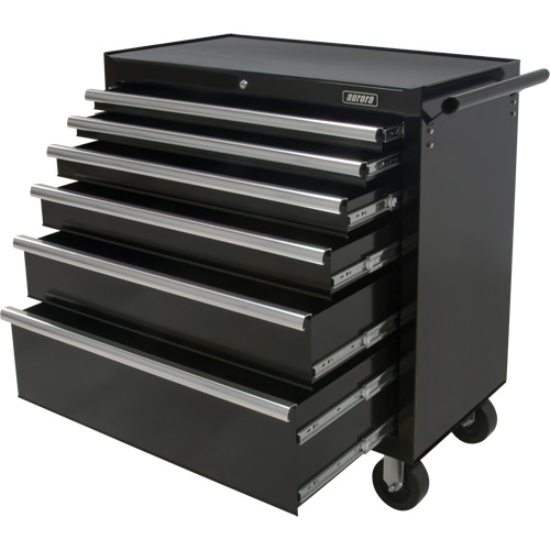 Industrial Tool Cart, 6 Drawers, 39" W x 20-4/5" D x 38-1/2" H, Black Equipex