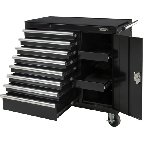 Industrial Tool Cart, 8 Drawers, 44-3/10" W x 21-1/10" D x 36-7/10" H, Black Equipex