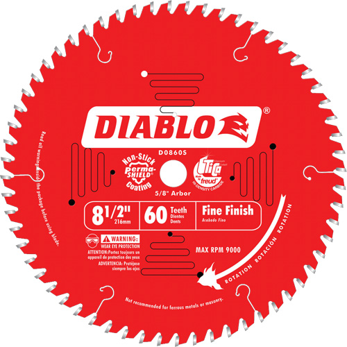 Lames de scie pour entrepreneur - Lames de scie finition fine, 8-1/2", 60 dents, Pour Bois Equipex