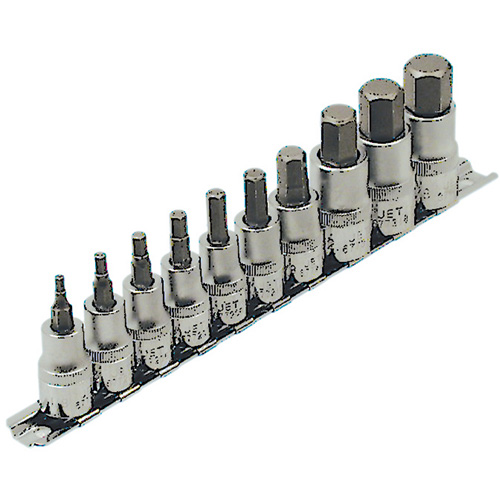 HSW3812-10 SAE Bit Socket Set, Hex, 1/2"/3/8" Drive, 10 Pcs Equipex