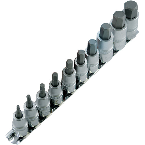 HSW3812-10M Metric Bit Socket Set, Hex, 1/2"/3/8" Drive, 10 Pcs Equipex