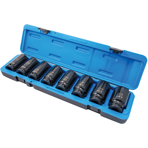 Jeu de douilles SAE &agrave; 6 pans PS834D, 8 Mcx, Chocs, Prise de 3/4", Profond Equipex