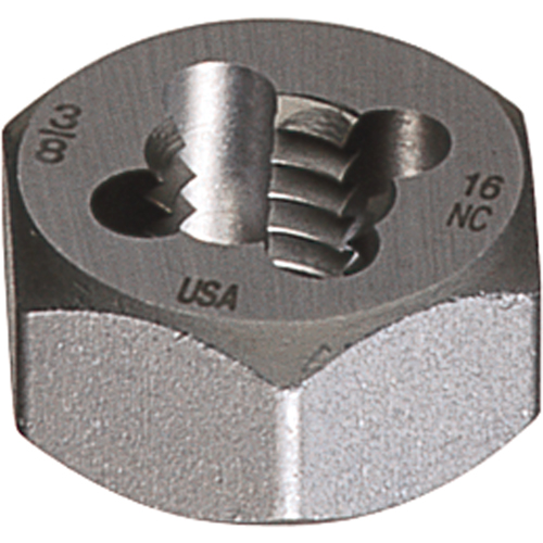 Hexagon Rethreading Dies, Bright Finish, 1/4"-28 Thread, High Speed Steel Equipex