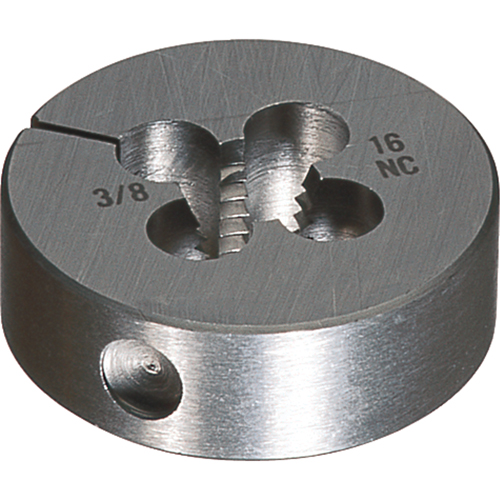 Round Adjustable Die, Bright Finish, 10-32 Thread, High Speed Steel Equipex