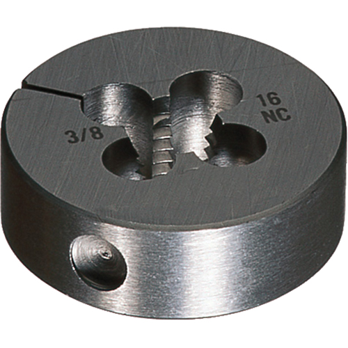 Round Adjustable Die, Bright Finish, 9/16"-18 Thread, High Speed Steel Equipex