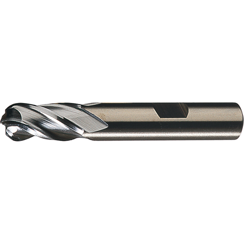 Centre Cutting Ball Nose Single End Finishers, 1/4" Dia., 4 Flutes, High Speed Steel Equipex