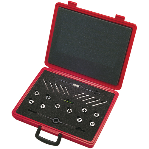 Jeux de tarauds et de fili&egrave;res avec tarauds manuels de production et fili&egrave;res rondes ajustables en acier au carbone, 20 Morceaux Equipex