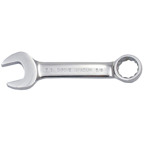 Fully Polished Stubby Combination Wrench, 12 Point, 3/8", Chrome Finish Equipex