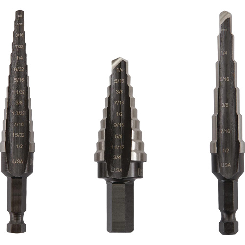Unibit&reg; Step Drill Set, 3 Pieces, High Speed Steel Equipex