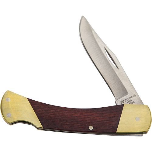 Couteau de sport avec poign&eacute;e incurv&eacute;e, 2-5/8" lame, lame en Acier inoxydable, poign&eacute;e en Bois Equipex