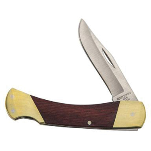 Sportsman Knife with Curved Handle, 2-5/8" Blade, Stainless Steel Blade, Wood Handle Equipex