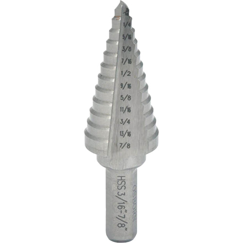 Progressive Step Drill, 1/4" - 3/8" , 1/8" Increments, High Speed Steel Equipex