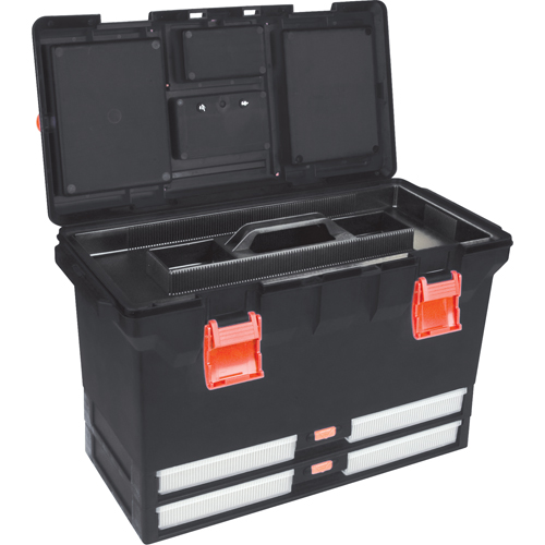Coffres &agrave; outils en plastique, 22" la x 11" p x 14-1/2" h, Noir Equipex