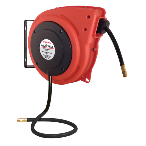 Rolair Automatic Rewind Hose Reel With PVC Hose, Air, 1/4" x 33', Single Hose, 300 psi Equipex