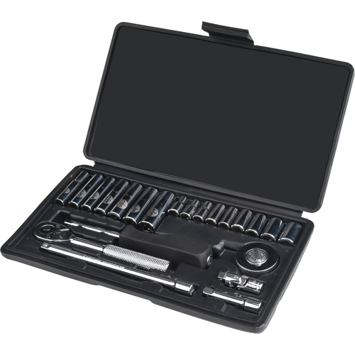 Socket Set, 22 Pcs, 1/4" Drive Size, Deep Equipex
